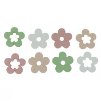 Artículo Decoración dispersa flores de madera decoración de mesa de colores 2 motivos Ø3cm 24 piezas