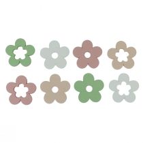 Artículo Decoración dispersa flores de madera decoración de mesa coloreada 2 motivos Ø3cm 24ud