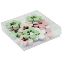 Artículo Decoración dispersa flores de madera decoración de mesa de colores 2 motivos Ø3cm 24 piezas