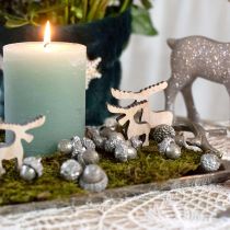 Artículo Decoración dispersa de alces de madera, decoración de mesa, Adviento encalado 30 piezas