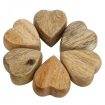 Decoración de dispersión corazones de madera decoración de mesa corazón madera naturaleza 5cm 6pcs