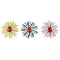 Decoración dispersa mariquita flor madera fieltro color Ø4cm 48ud