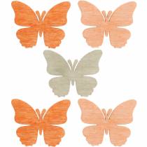 Scatter decoración mariposa mariposas de madera decoración de verano naranja, albaricoque, marrón 144 piezas
