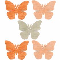 Artículo Scatter decoración mariposa mariposas de madera decoración de verano naranja, albaricoque, marrón 144 piezas