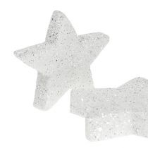 Artículo Estrellas decorativas dispersas blancas con mica 4-5cm 40 piezas