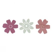 Decoración dispersa flores de mesa madera blanco rosa violeta 3,5 cm 36 piezas