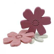 Artículo Decoración dispersa flores de mesa madera blanco rosa violeta 3,5 cm 36 piezas