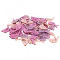 Artículo Decoración dispersa pájaro decoración madera, piezas dispersas tonos rosados 4cm 72 piezas