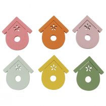 Artículo Decoración dispersa casita para pájaros decoración de mesa de madera de colores 2,5-3,5 cm 48 piezas