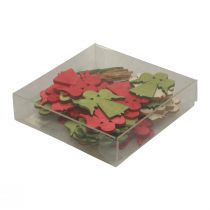 Artículo Decoración dispersa Navidad ángel de madera rojo verde natural 5x3,5cm 48 piezas