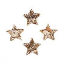 Artículo Decoración dispersa Navidad estrellas de madera corteza blanqueada Ø5cm 12ud