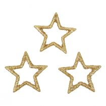 Artículo Decoración dispersa Estrellas navideñas purpurina dorada Ø4cm 120ud