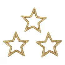 Artículo Decoración dispersa Estrellas navideñas purpurina dorada Ø4cm 120 piezas