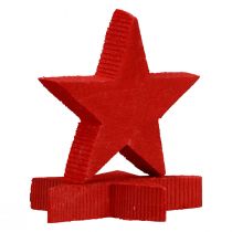 Decoración dispersa Estrellas navideñas estrellas rojas de madera Ø5,5cm 12 piezas