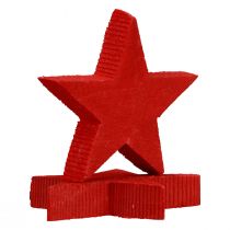 Artículo Decoración dispersa Estrellas navideñas estrellas rojas de madera Ø5,5cm 12 piezas