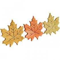 Artículo Decoración de mesa otoño, decoración dispersa madera hoja de arce L4cm 72 piezas