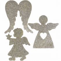 Artículo Decoración dispersa Decoración de ángel navideño brillo dorado H8cm 24 piezas