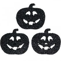 Artículo Decoración de dispersión Decoración de calabaza de Halloween 4cm negro, purpurina 72 piezas