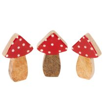 Artículo Adornos de madera con forma de seta para decoración de mesa y regalos, 6 cm, 8 unidades