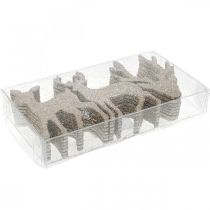 Artículo Decoración dispersa Decoración navideña de ciervos con purpurina dorada 6×8cm 24 piezas