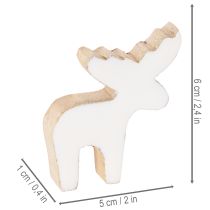 Artículo Figura decorativa de madera de alce, de pie, para decoración navideña, 6 cm, 8 piezas.