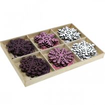 Artículo Decoración árbol de Navidad copo de nieve colgante madera 8cm 36 piezas