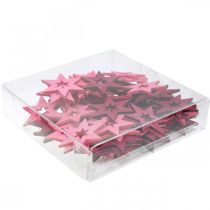 Artículo Decoración de estrellas de madera Decoración dispersa Navidad Púrpura H4cm 72 piezas