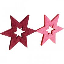 Artículo Decoración de estrellas de madera Decoración dispersa Navidad Púrpura H4cm 72 piezas