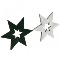 Artículo Decoración de estrellas de madera Decoración dispersa Navidad Negro H4cm 72 piezas