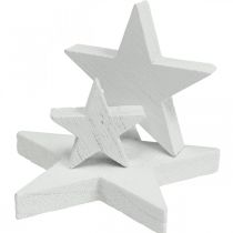 Scatter decoración madera estrellas Navidad blanco 2,5/4,5/6,5cm 29p