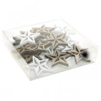 Artículo Decoración de estrellas de madera decoración dispersa Navidad blanco/natural 3,5 cm 48 piezas