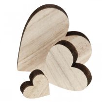 Artículo Corazones de madera decoración dispersa corazón decoración de mesa marrón natural 29 piezas