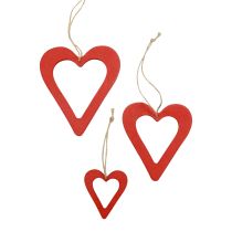 Artículo Corazones de madera colgador decorativo decoración de madera rojo 6/8/10/12cm 16 piezas