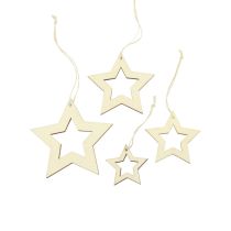 Artículo Estrellas de madera decoración decoración percha estrella de madera natural 6/8/10/12cm 16uds