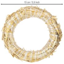 Artículo Corona de paja sin pintar, corona pequeña de paja de 15 cm x 3 cm, 10 unidades