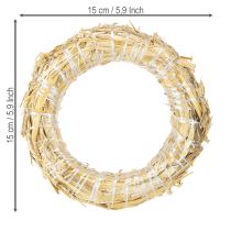 Artículo Corona de paja, corona en blanco de paja, 15/3 cm, 2 unidades
