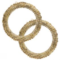Artículo Corona de paja corona de paja en blanco 30/6cm 2 piezas