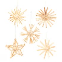 Artículo Estrellas de paja adornos para árboles de Navidad Ø5-6cm 25 piezas