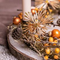 Artículo Set de adornos navideños dorados con purpurina de estrellas de paja Ø8cm 24 piezas