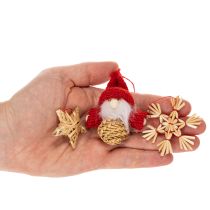 Artículo Juego de adornos de paja para árbol de Navidad: figuras y estrellas de 6 cm, 30 unidades.