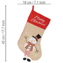 Artículo Calcetín navideño con motivo para colgar, 50 cm, 3 piezas
