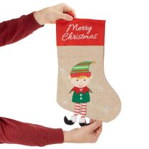 Artículo Calcetín navideño con motivo para colgar, 50 cm, 3 piezas