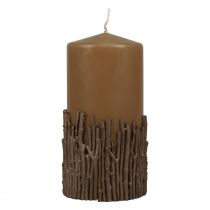 Artículo Vela de pilar ramas vela decorativa marrón caramelo 150/70mm 1ud