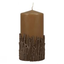 Artículo Vela de pilar ramas vela decorativa marrón caramelo 150/70mm 1 pieza