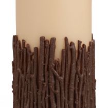 Vela de pilar ramas decoración vela rústico beige 150/70mm 1ud