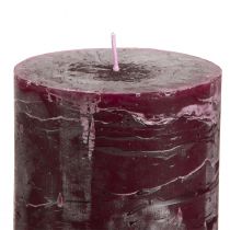 Artículo Velas de pilar rojo burdeos, 70 x 100 mm, juego de 4, color sólido, rústicas, larga duración.