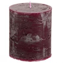Artículo Velas de pilar velas burdeos color liso 70×80mm 4 piezas