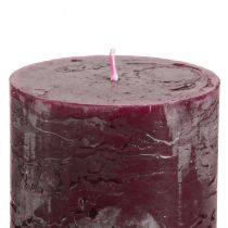 Artículo Velas de pilar color burdeos, 70 x 80 mm, paquete de 4, para una decoración elegante y una larga duración.