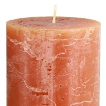 Artículo Velas de pilar, juego de 2, naranja oscuro, 85 x 150 mm, color liso, larga duración: velas decorativas para espacios habitables, ocasiones festivas y entornos románticos.