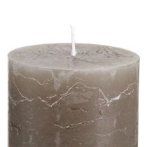Artículo Velas de pilar marrones, color liso, 70x100 mm, juego de 4, decoración rústica